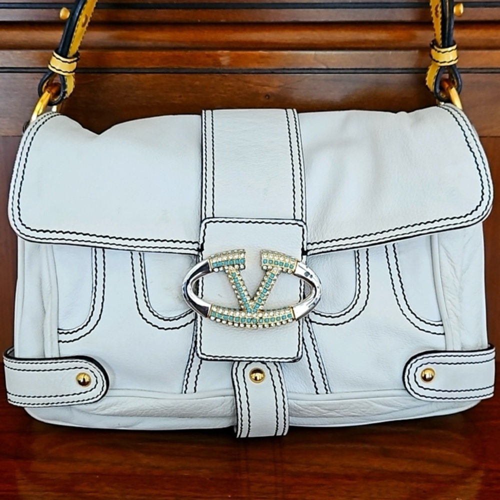 Valentino Garavani White Studded Shoulder Bag